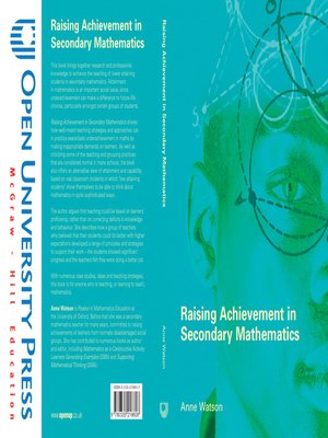cover image of Raising Achievement in Secondary Mathematics